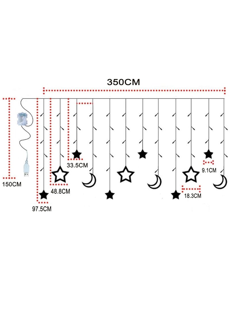 رمضان ستارة ضوء 3 متر، رمضان عيد القمر والنجمة سلسلة الأضواء - مصغرة فانوس جنية الأضواء للمنزل والحديقة وغرفة النوم والزفاف والحفلة ديكور - هدية رمضان مثالية - Image 3