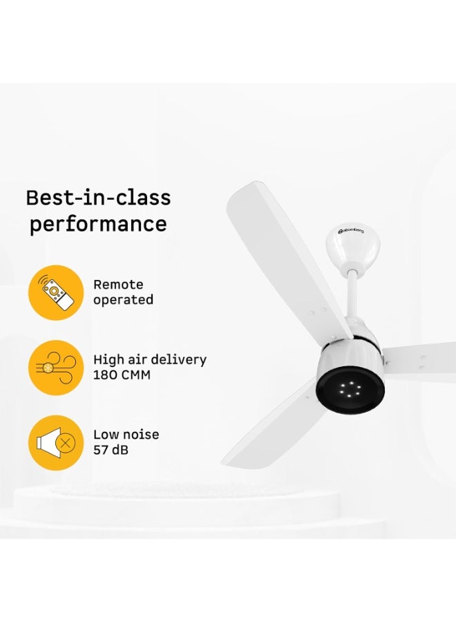 atomberg Renesa Enzel 900mm Newly Launched BLDC Ceiling Fan with Remote | BEE 5 star | High Air Delivery | LED Speed Indicator | Low Noise | Sleek Design | Power Saving | 3 Year Warranty | Gloss White - Image 2
