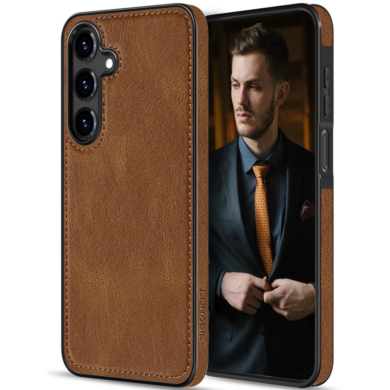 LOHASIC for Galaxy A16 5G Phone Case, Luxury PU Leather Texture Non-Slip Grip Delicate Soft Back Cover Rugged Bumper Scratch Resistant Full Body Protective for Men Women - Brown - Image 1