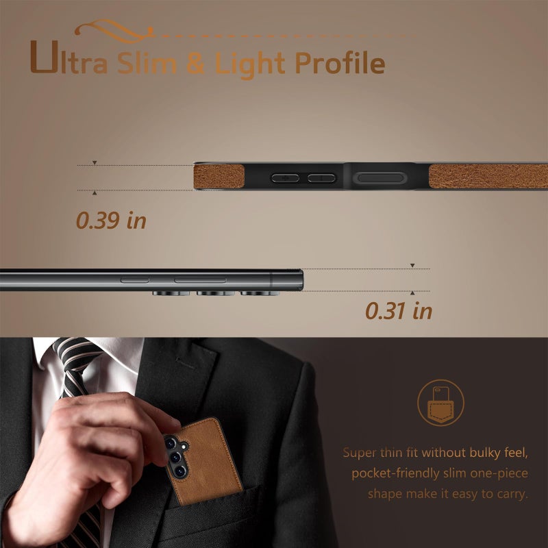 LOHASIC for Galaxy A16 5G Phone Case, Luxury PU Leather Texture Non-Slip Grip Delicate Soft Back Cover Rugged Bumper Scratch Resistant Full Body Protective for Men Women - Brown - Image 2