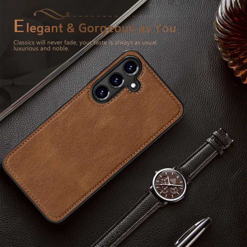 LOHASIC for Galaxy A16 5G Phone Case, Luxury PU Leather Texture Non-Slip Grip Delicate Soft Back Cover Rugged Bumper Scratch Resistant Full Body Protective for Men Women - Brown - Image 5