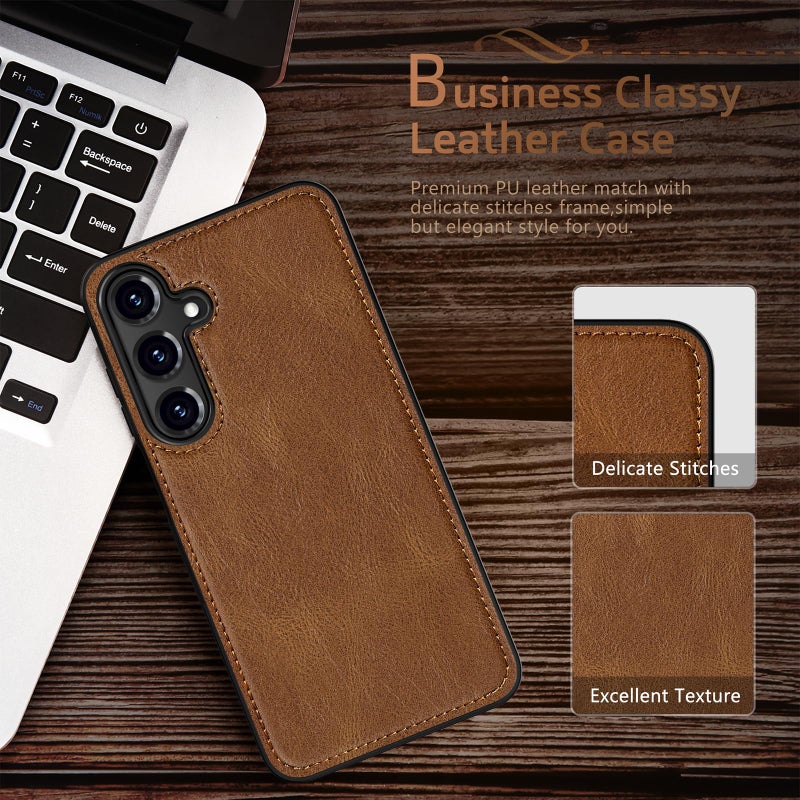 LOHASIC for Galaxy A16 5G Phone Case, Luxury PU Leather Texture Non-Slip Grip Delicate Soft Back Cover Rugged Bumper Scratch Resistant Full Body Protective for Men Women - Brown - Image 4