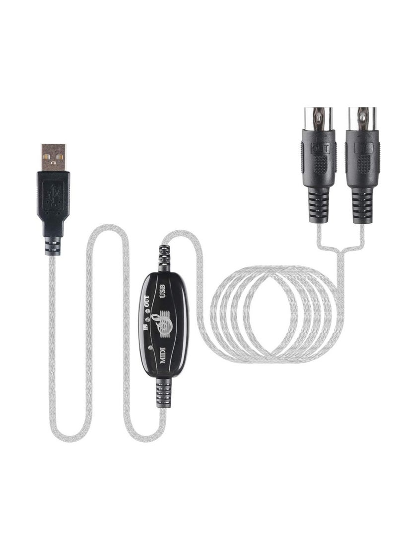 Generic USB Midi Cable Midi Input and Output Cable Adapter Converter Connect Piano Keyboard to PC Computer Synthesizer for Windows Mac 2M Cable  - Image 1