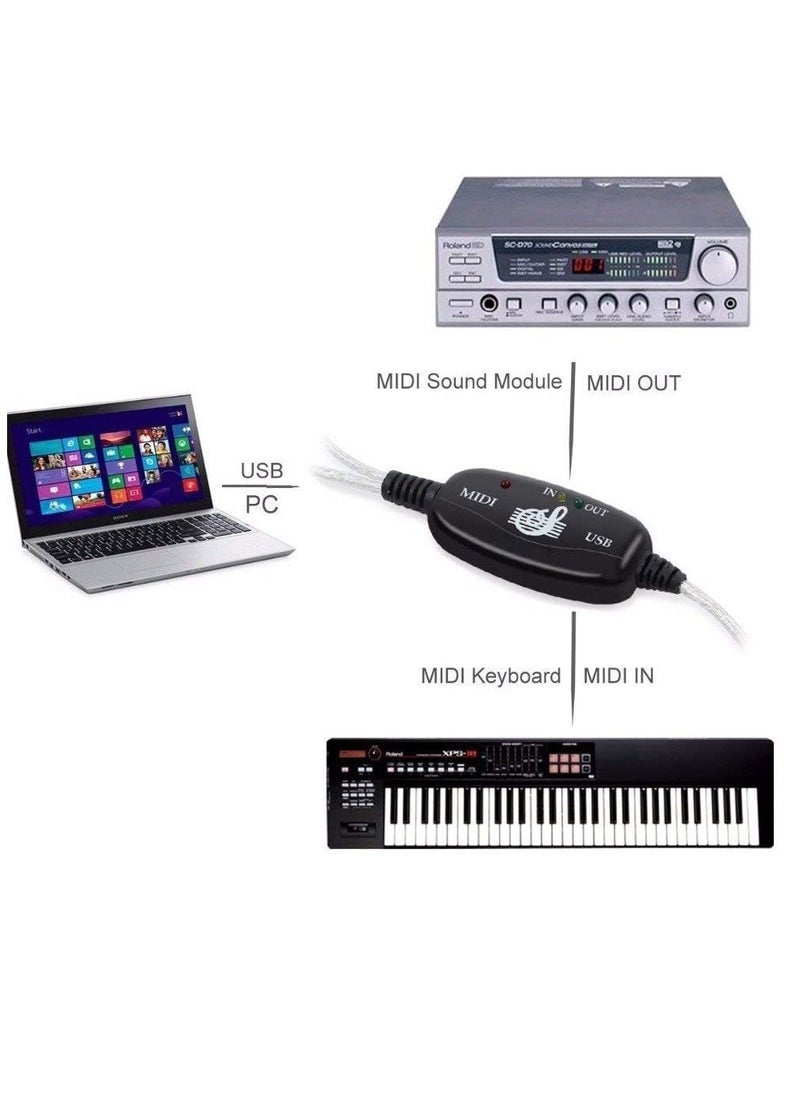 Generic USB Midi Cable Midi Input and Output Cable Adapter Converter Connect Piano Keyboard to PC Computer Synthesizer for Windows Mac 2M Cable  - Image 3
