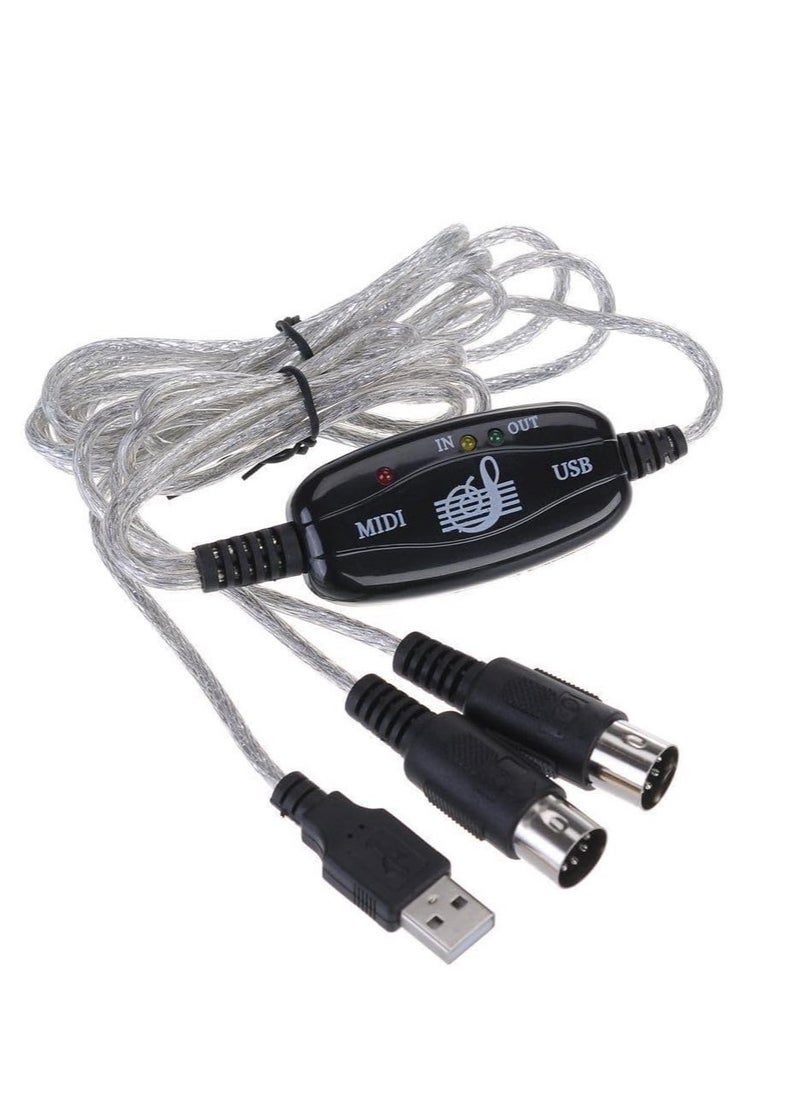 Generic USB Midi Cable Midi Input and Output Cable Adapter Converter Connect Piano Keyboard to PC Computer Synthesizer for Windows Mac 2M Cable  - Image 4