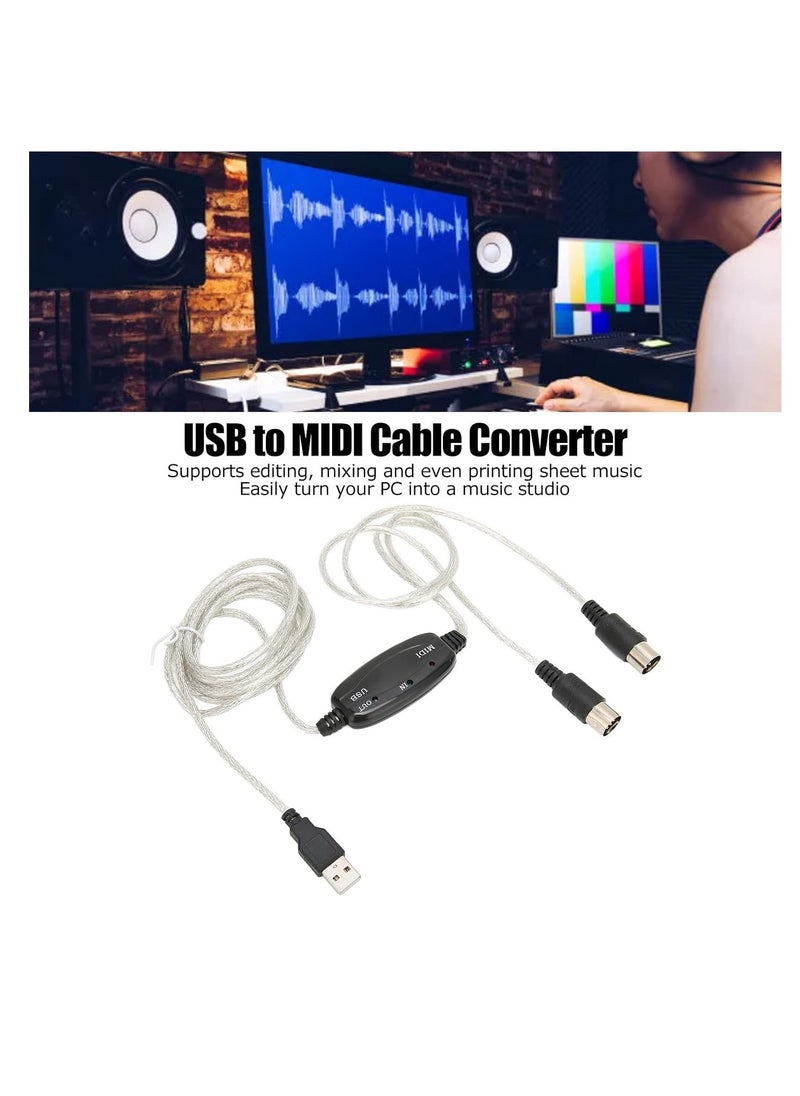 Generic USB Midi Cable Midi Input and Output Cable Adapter Converter Connect Piano Keyboard to PC Computer Synthesizer for Windows Mac 2M Cable  - Image 5