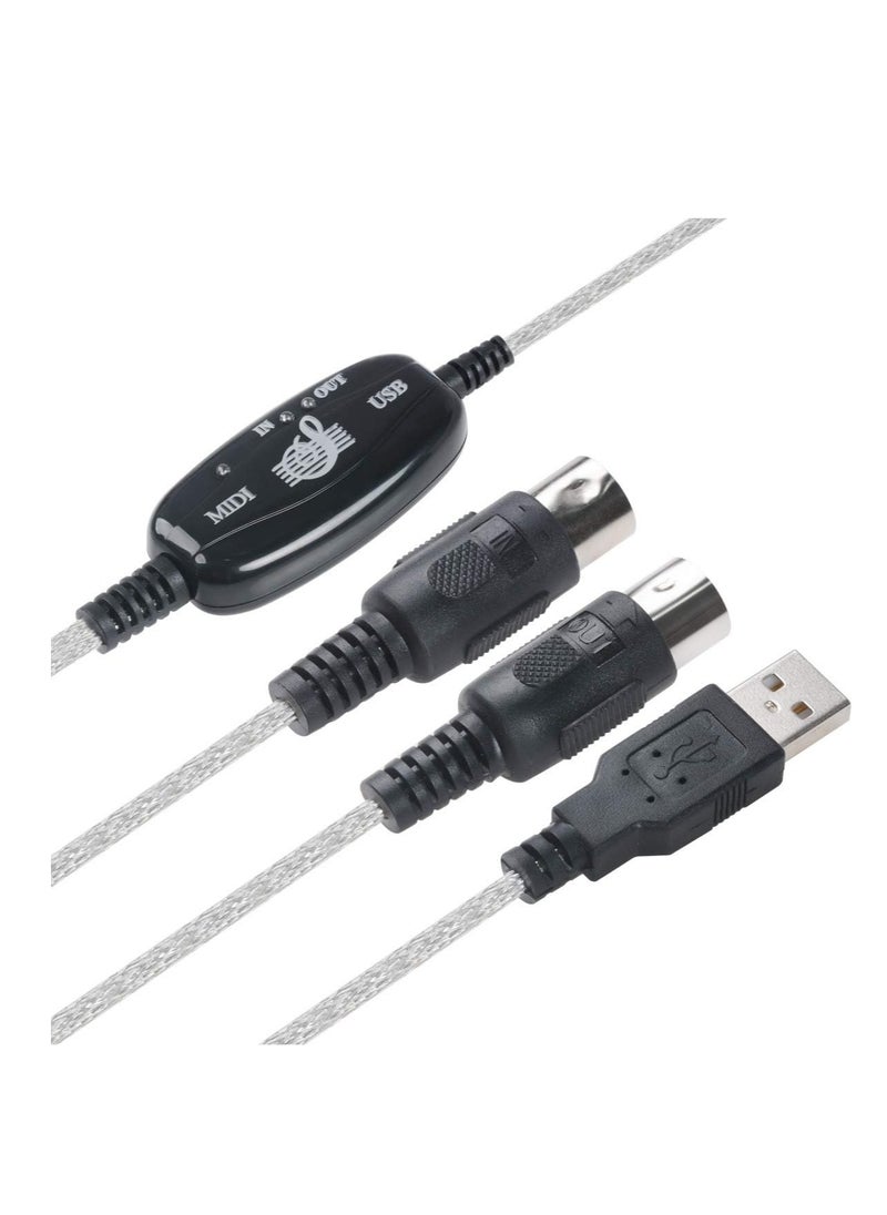 Generic - USB Midi Cable Midi Input and Output Cable Adapter Converter Connect Piano Keyboard to PC Computer Synthesizer for Windows Mac 2M Cable - Image 1