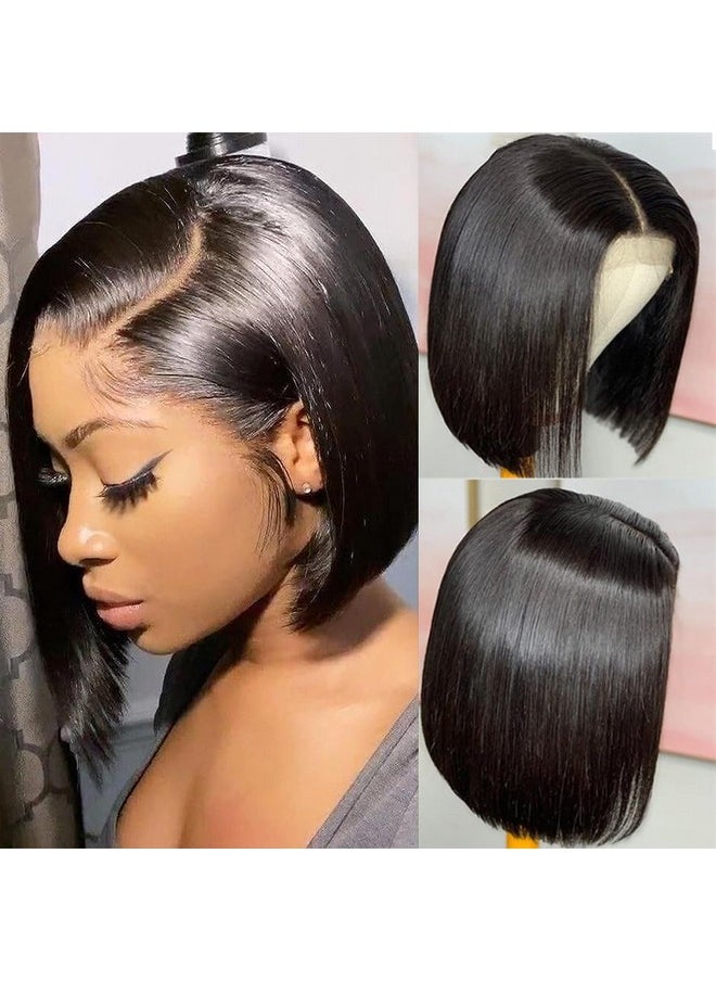 Miss Lee - باروكة بوب مستقيمة من شعر بشري 13X4 باروكة ليفانتين لنساء السود 12 إنش باروكة أمامية شفافة HD من شعر بشري جاهزة للتسريح بدون لاصق كثافة 150% لون طبيعي - Image 1