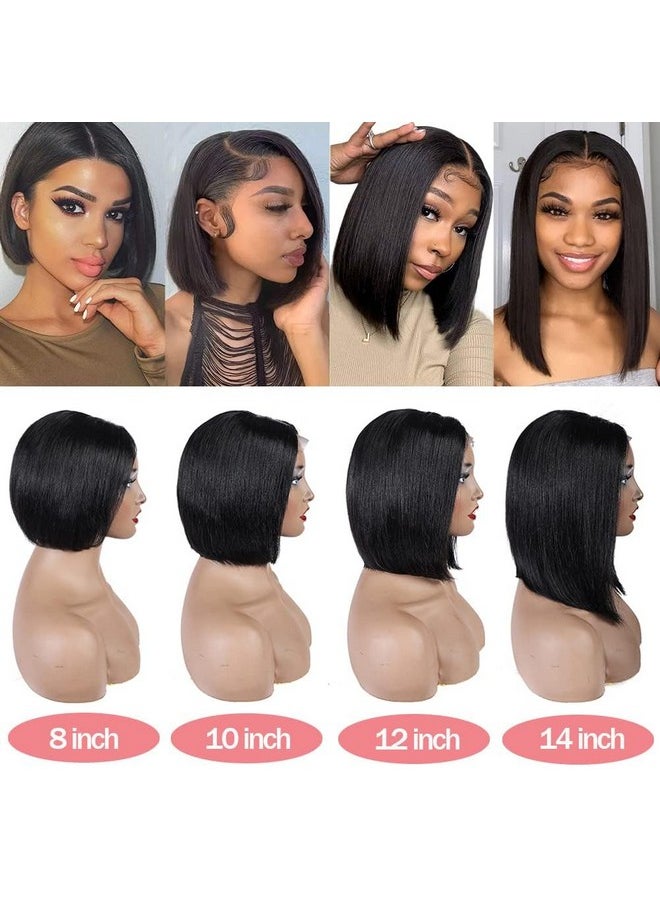Miss Lee - باروكة بوب مستقيمة من شعر بشري 13X4 باروكة ليفانتين لنساء السود 12 إنش باروكة أمامية شفافة HD من شعر بشري جاهزة للتسريح بدون لاصق كثافة 150% لون طبيعي - Image 1