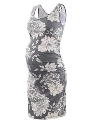 Liu & Qu Women's Maternity Sleeveless Tank Dresses Side Ruching Bodycon Dress for Daily Wearing or Baby Shower - Image 1