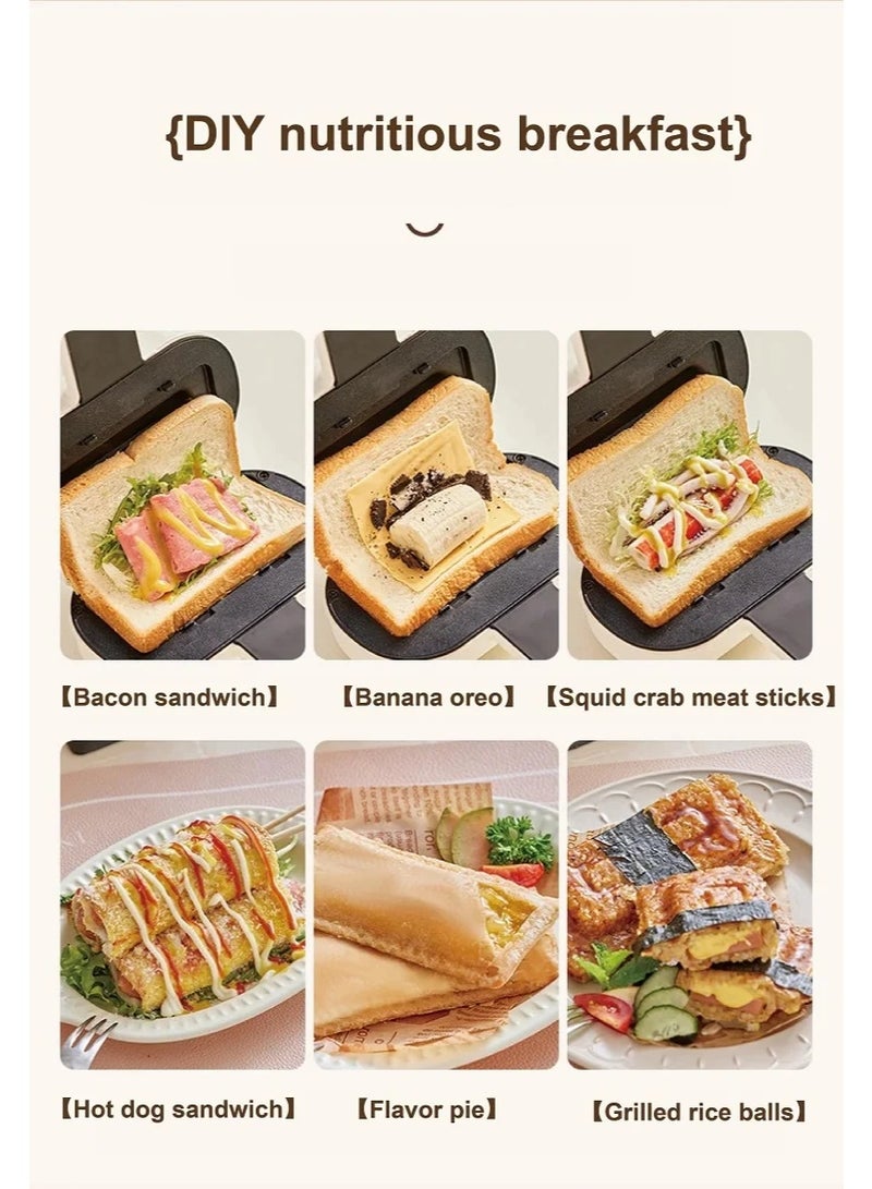 أفس صانعة سندويشات ومحمصة خبز فاخرة بقوة 700 واط، لون أبيض، تحكم تلقائي في درجة الحرارة، مؤشر LED ذكي، طلاء مانع للالتصاق - Image 3