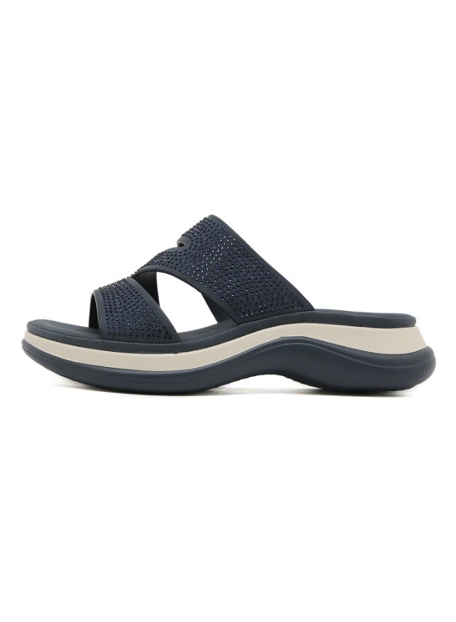 NIBEMINENT Summer  Women's Casual Wedge Heel Slippers Outdoor Lightweight Thick Sole Beach Shoes  Rhinestone Sandals - Image 1