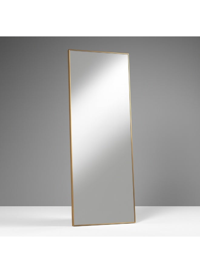 لومينا مرآة أرضية كاملة الطول 165 × 55 سم مرآة خلع الملابس مقوسة من سبائك الألومنيوم مع حامل، مثبتة على الحائط أو مائلة، عمودية، أفقية معلقة لغرفة النوم وغرفة المعيشة وغرفة تبديل الملابس فاخرة باللون الذهبي - Image 3