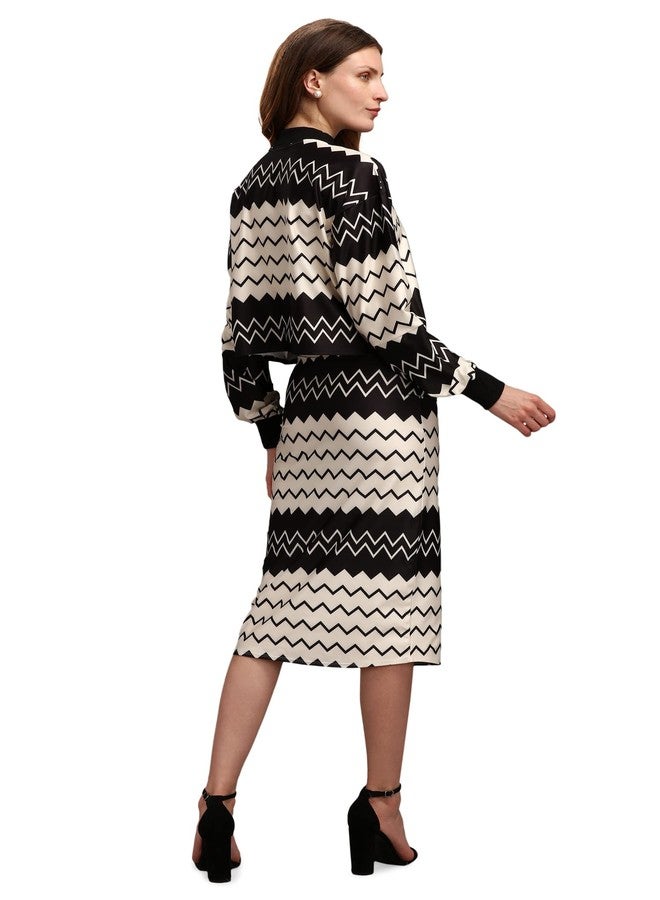 PURVAJA Women's Midi Dress (Maxi-037-Zigzag-M_Beige_M) - Image 2