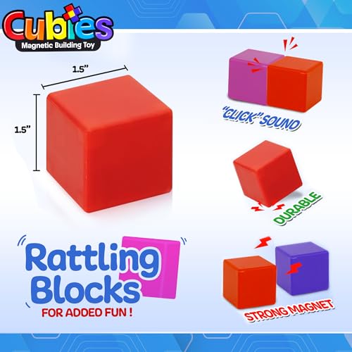 Playmags Magnetic Blocks Building Toy 64pc Magnet Cubes STEM Toys for Toddler Kids Preschool Educational Sensory Construction Block Toy for Boys Girls - Image 5
