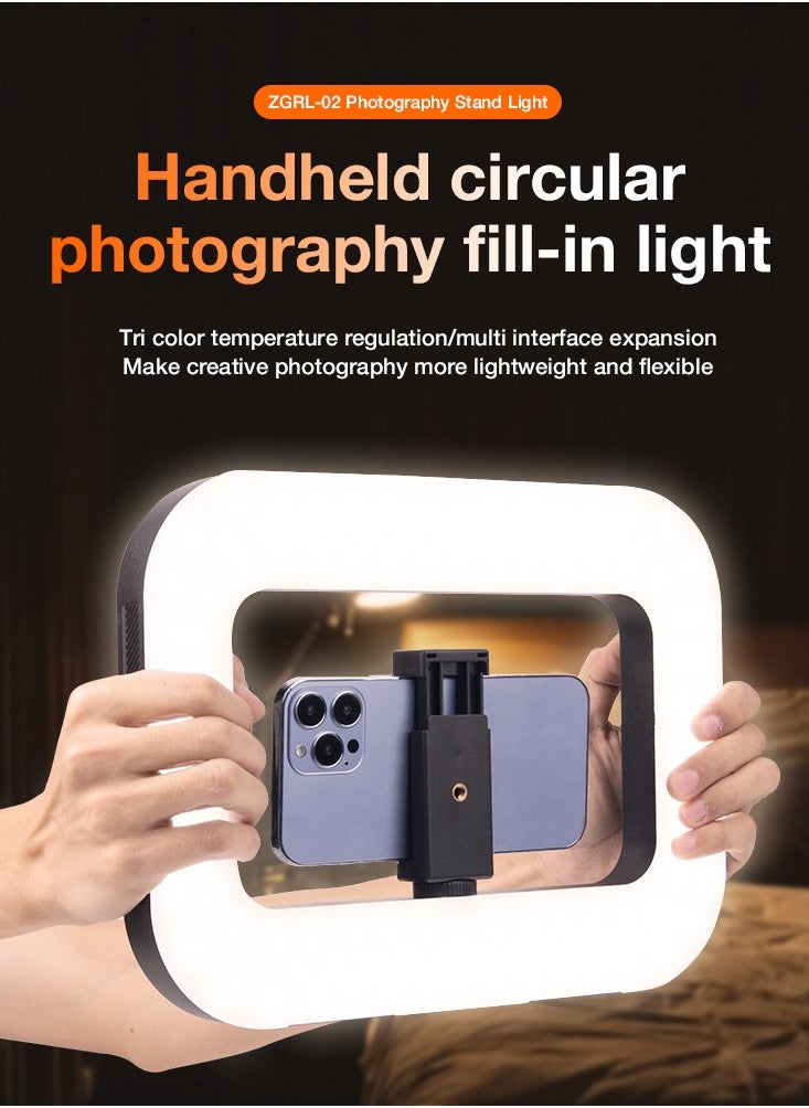 A&W - LED Video Rig with Ring Light – Handheld Stabilizer for Camera & Smartphone, 8000mAh Battery & Power Bank, Adjustable Light for Vlogging, TikTok, YouTube, Instagram, Snapchat, Makeup, Outdoor Shooting - Image 1