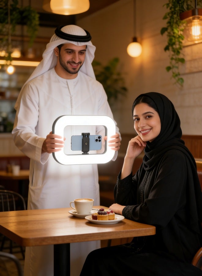 إيه آن د دبليو عدة تصوير بالفيديو مع حلقة إضاءة – مثبت يدوي للكاميرا والهاتف الذكي مع اضاءة جوال، ببطارية 8000mAh ووظيفة بنك الطاقة، إضاءة قابلة للتعديل للتصوير الخارجي، والتدوين، وتيك توك، ويوتيوب، وإنستغرام، وسناب شات، والمكياج - Image 2