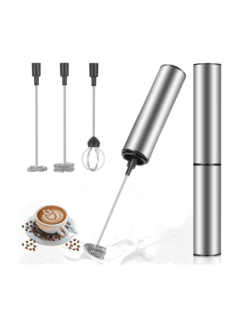 ماركة غير محددة خلاط حليب كهربائي، خلاط حليب قابل لإعادة الشحن عبر USB وخفاقة صغيرة مع رأس خفق مزدوج، خلاط من الفولاذ المقاوم للصدأ لتحضير القهوة والكريمة والكابتشينو واللاتيه  - Image 1