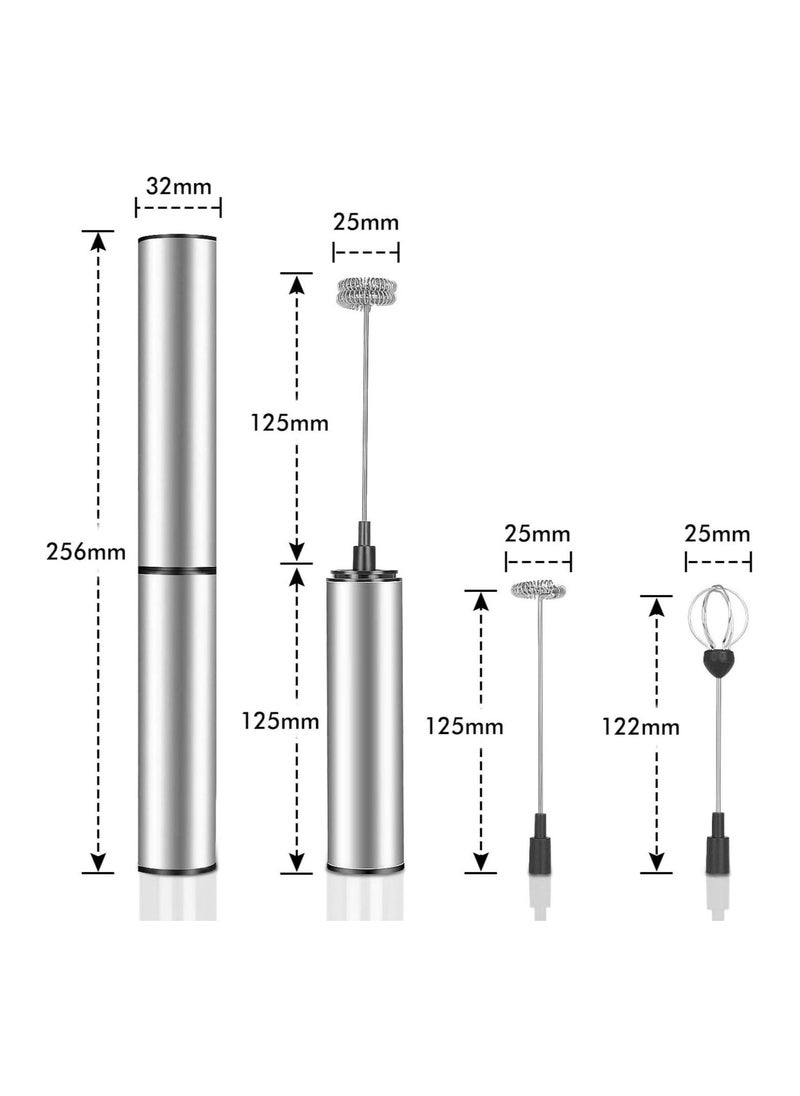 ماركة غير محددة خلاط حليب كهربائي، خلاط حليب قابل لإعادة الشحن عبر USB وخفاقة صغيرة مع رأس خفق مزدوج، خلاط من الفولاذ المقاوم للصدأ لتحضير القهوة والكريمة والكابتشينو واللاتيه  - Image 3