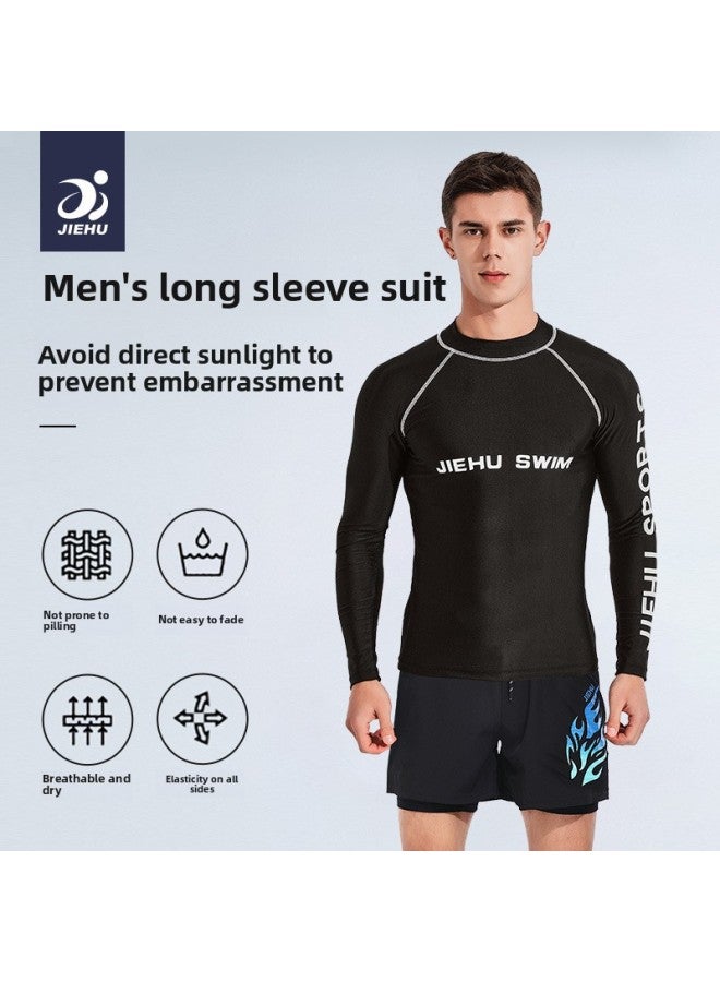 إسكدنيا بدلة سباحة رجالية بأكمام طويلة بدلة سباحة ربيع حار مضادة للإحراج ملابس سباحة رجالية ملابس سباحة سروال سباحة معدات سباحة بدلة سباحة فضفاضة بطبقة مزدوجة اللون: 72114- - Image 2