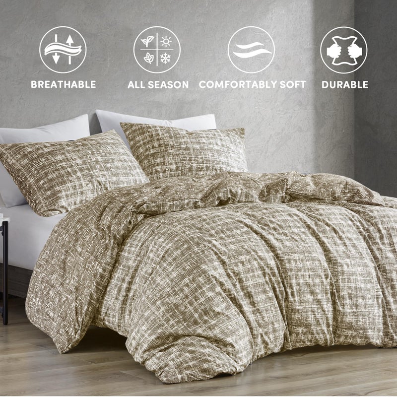 Comfort Spaces Queen Comforter Set - Taupe Bedding for All Season, Ultra Soft 3 Pieces Reversible Comforter with 2 Matching Shams,Easy Care, Machine Washable, Full/Queen - Image 3