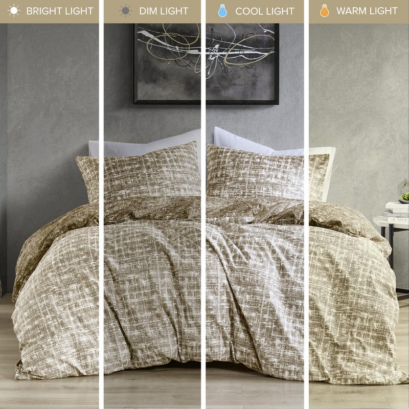 Comfort Spaces Queen Comforter Set - Taupe Bedding for All Season, Ultra Soft 3 Pieces Reversible Comforter with 2 Matching Shams,Easy Care, Machine Washable, Full/Queen - Image 5