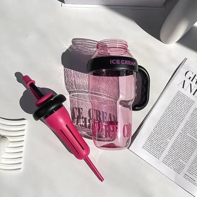 Primwand Insulated Plastic Water Bottle BPAFree 1 Litre Big Size with Handle Straw Builtin Filter Leak Proof for Gym Office Home 1300 ml Multicolor - Image 5