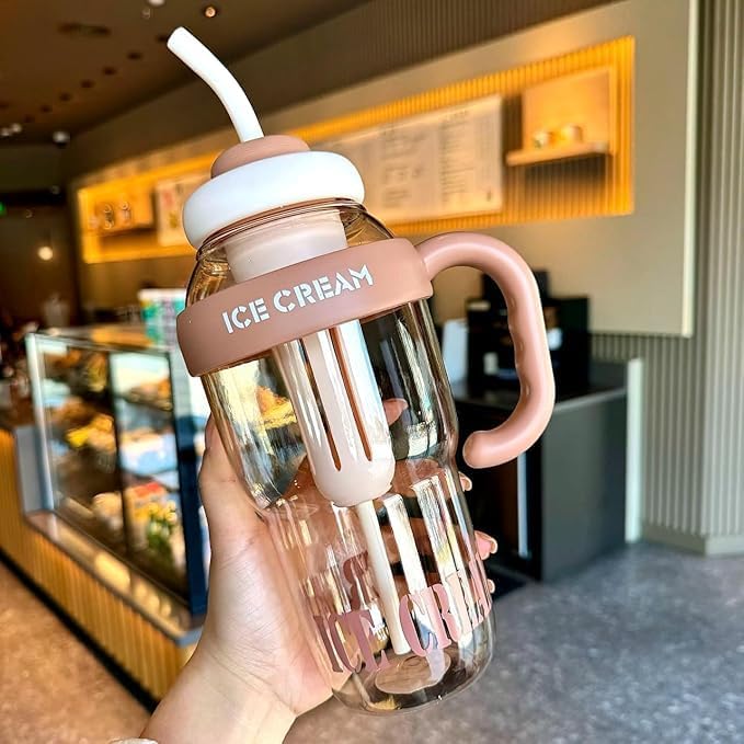 Primwand Insulated Plastic Water Bottle BPAFree 1 Litre Big Size with Handle Straw Builtin Filter Leak Proof for Gym Office Home 1300 ml Multicolor - Image 3
