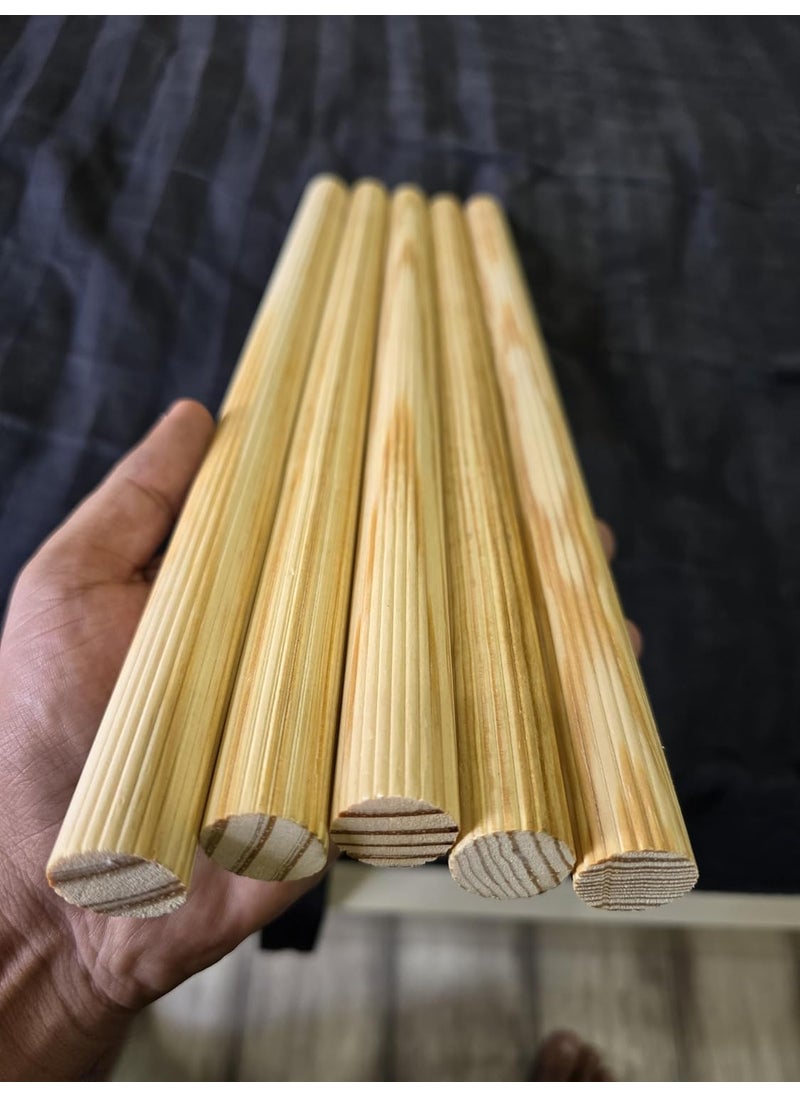 woodcrafts Grooved Fluted Wooden Sticks Smooth Round Rod Dowels for Macram Wall Hanging DIY Crafts Art Projects Hanger Tapestries School Teaching Gym Stick and Home Dcor 8mm x 3ft Pack of 10  - Image 2