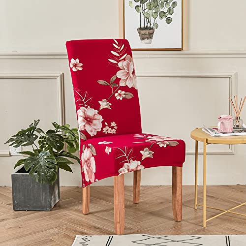 Deisy Dee XL/Oversized Removable Washable Soft Spandex Extra Large Dining Room Chair Covers for Kitchen (red Flower, 2) - Image 2