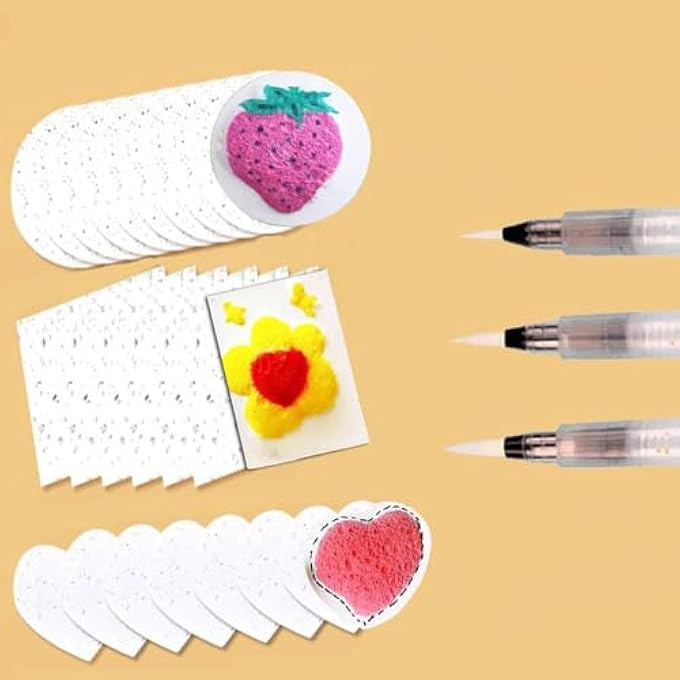 30PCS 3D MAGIC FOAM DRAWING PAPER SET WITH WATER BRUSH  PUFFY TEXTURE ART PAPER FOR KIDS, DIY CRAFT, SCHOOL PROJECTS, CREATIVE PAINTING, AND FUN ACTIVITIES - Image 2