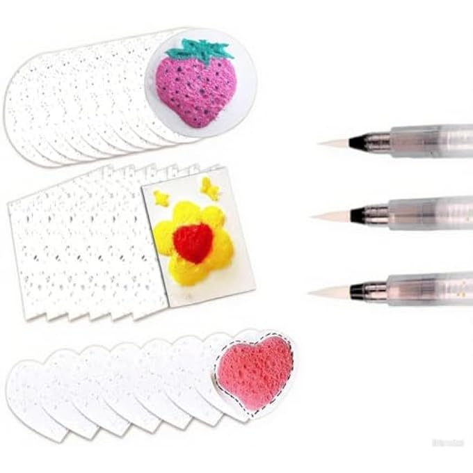 30PCS 3D MAGIC FOAM DRAWING PAPER SET WITH WATER BRUSH  PUFFY TEXTURE ART PAPER FOR KIDS, DIY CRAFT, SCHOOL PROJECTS, CREATIVE PAINTING, AND FUN ACTIVITIES - Image 1