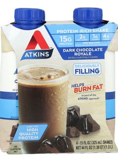 Atkins Protein-Rich Shake Dark Chocolate Royale  4 Shakes 11 fl oz (325 ml) Each 