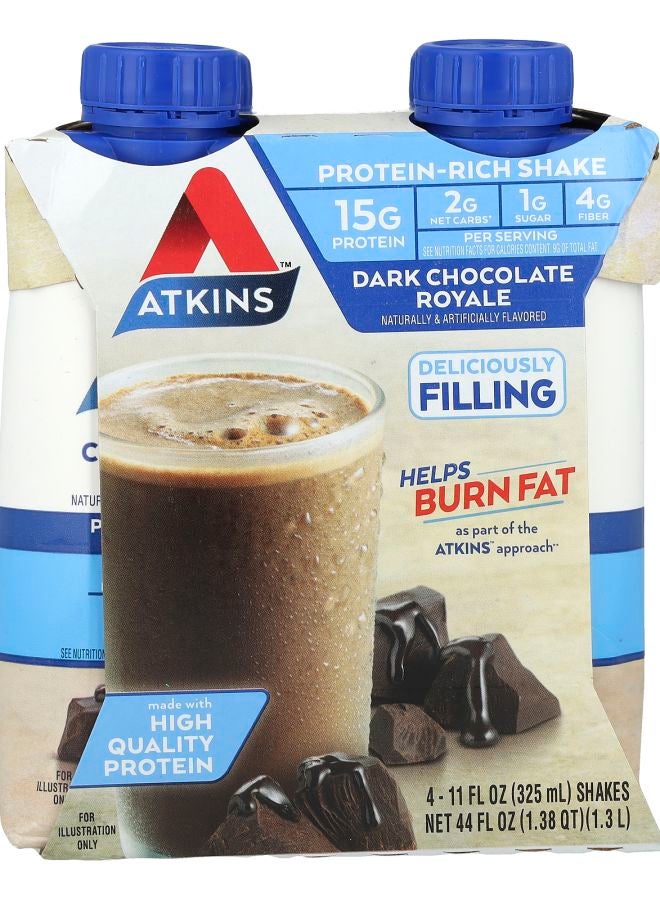 Atkins Protein-Rich Shake Dark Chocolate Royale  4 Shakes 11 fl oz (325 ml) Each 