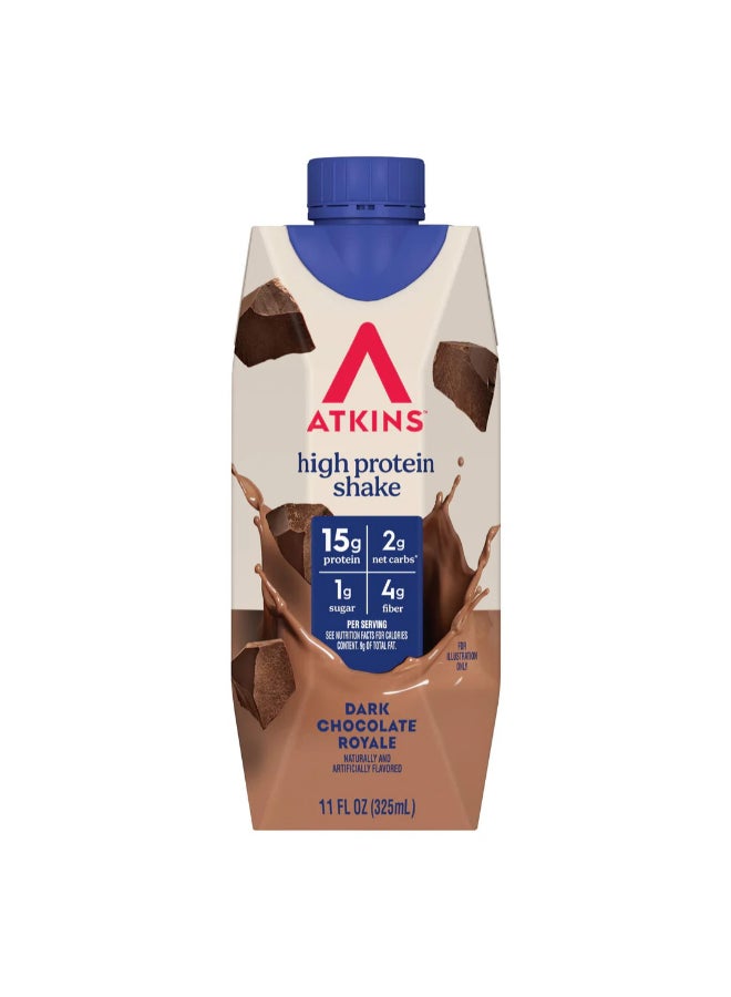 Atkins Protein-Rich Shake Dark Chocolate Royale  4 Shakes 11 fl oz (325 ml) Each - Image 1