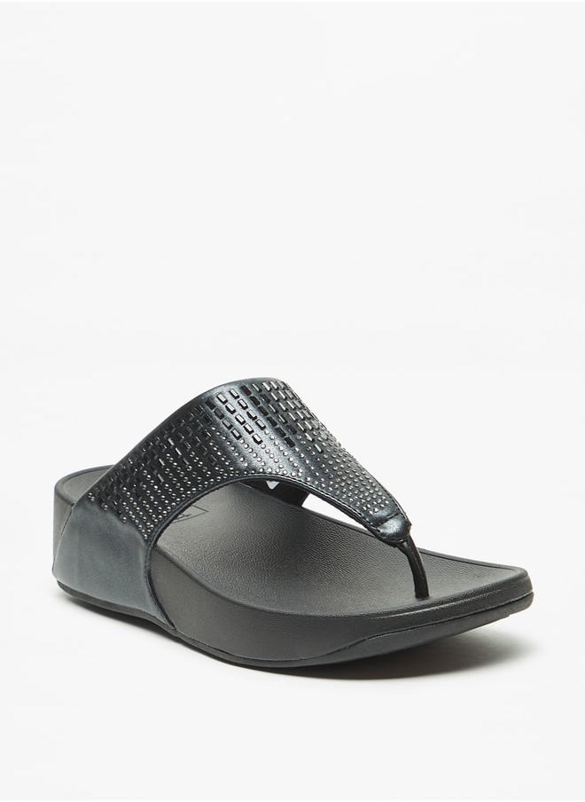 Le Confort Women's Embellished Slip-On Flatform Heeled Sandals  - Image 3