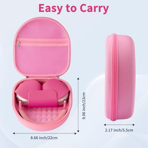 TUNYINSH Case for Apple Airpods Max Headphones, Travel Portable Headphone Hard Case Cover Bag, Mesh Pouch with Zipper for Charger and Accessories (Pink) - Image 2