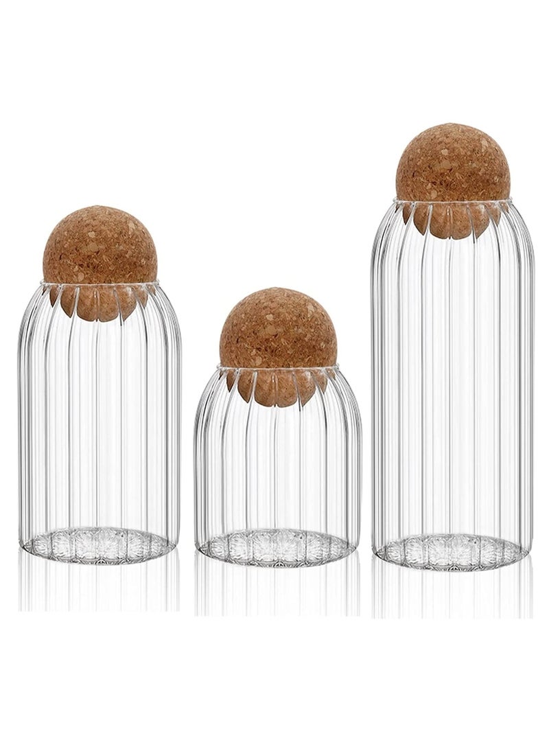 مجموعة أواني جرة الكيك مع أغطية فلينية، تتكون من 3 وعاء تخزين للكيك، الكب كيك، الكوكيز والحلويات. - Image 3