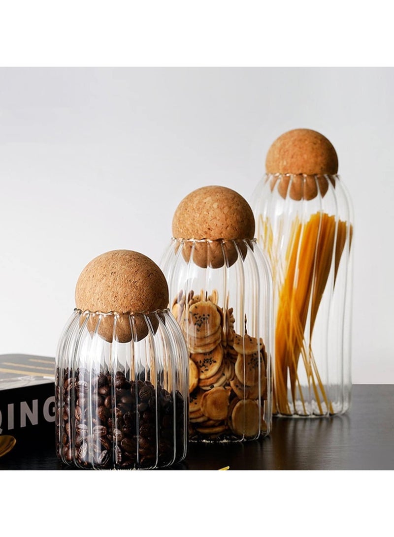 مجموعة أواني جرة الكيك مع أغطية فلينية، تتكون من 3 وعاء تخزين للكيك، الكب كيك، الكوكيز والحلويات. - Image 1