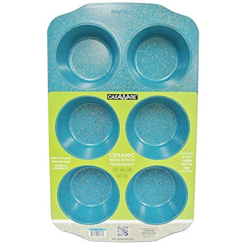 casaWare CasaWare Jumbo Muffin Pan 6 Cup Ceramic Coated Non-Stick (Blue Granite) - Image 1