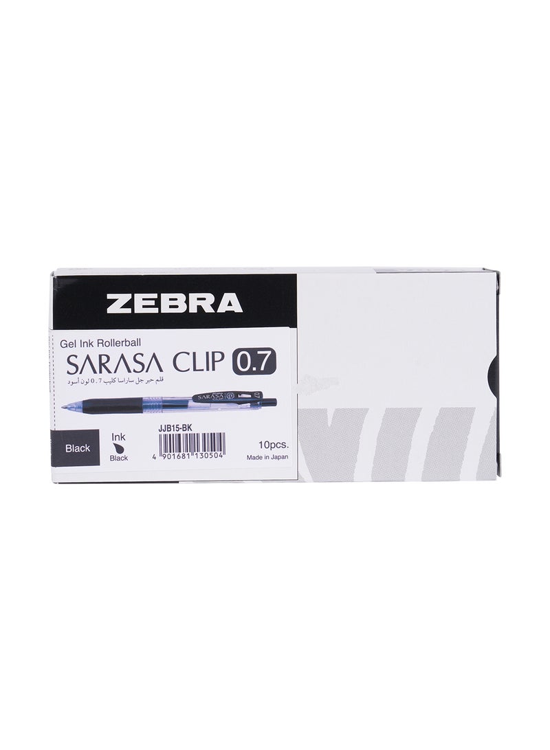 زيبرا ساراسا كليب أقلام جل 0.7 ملم , للكتابة السلسة , الرسم , تدوين الملاحظات , كتابة المذكرات , عبوة من 10 أقلام سوداء - Image 1