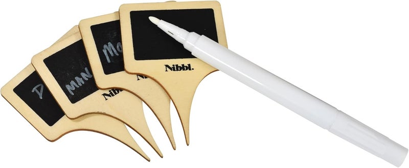 RM Wood and Chalkboard Cheese Marker Signs with Chalk Pen – 4-Piece Set - Image 1