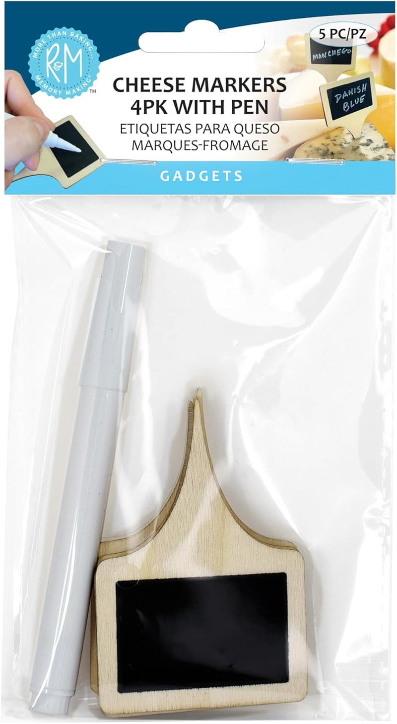 RM Wood and Chalkboard Cheese Marker Signs with Chalk Pen – 4-Piece Set - Image 2