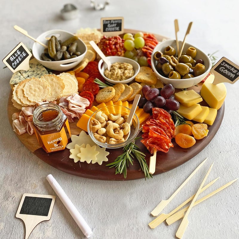 RM Wood and Chalkboard Cheese Marker Signs with Chalk Pen – 4-Piece Set - Image 3