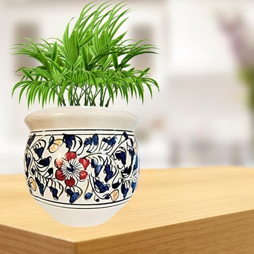 Niyara Designer Ceramic planters pots for Indoor Outdoor Home, Garden Office Decor Balcony Planters Gamla Flower Size- Large, 8 inches (Blue Handi) - Image 2