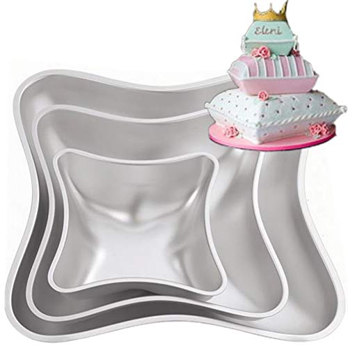 studyset 3 Pcs Cakes Pan Cake Baking Mold,Pillow Cake Pan Set DIY Pillow Shape Aluminum Cake Molds Set - Image 1