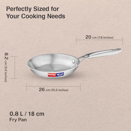 Prestige 18cm/0.8L Tri-Ply Stainless Steel Splendid Fry Pan| Gas and Induction Compatible |Even Heat Distribution| Thick Gauge Tri-Ply Body| 15 Year Warranty - Image 3