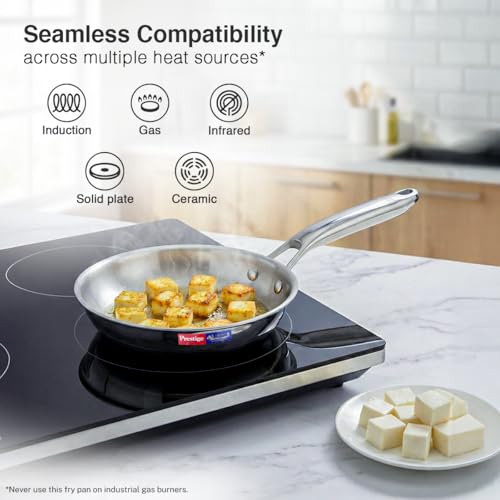 Prestige 18cm/0.8L Tri-Ply Stainless Steel Splendid Fry Pan| Gas and Induction Compatible |Even Heat Distribution| Thick Gauge Tri-Ply Body| 15 Year Warranty - Image 4