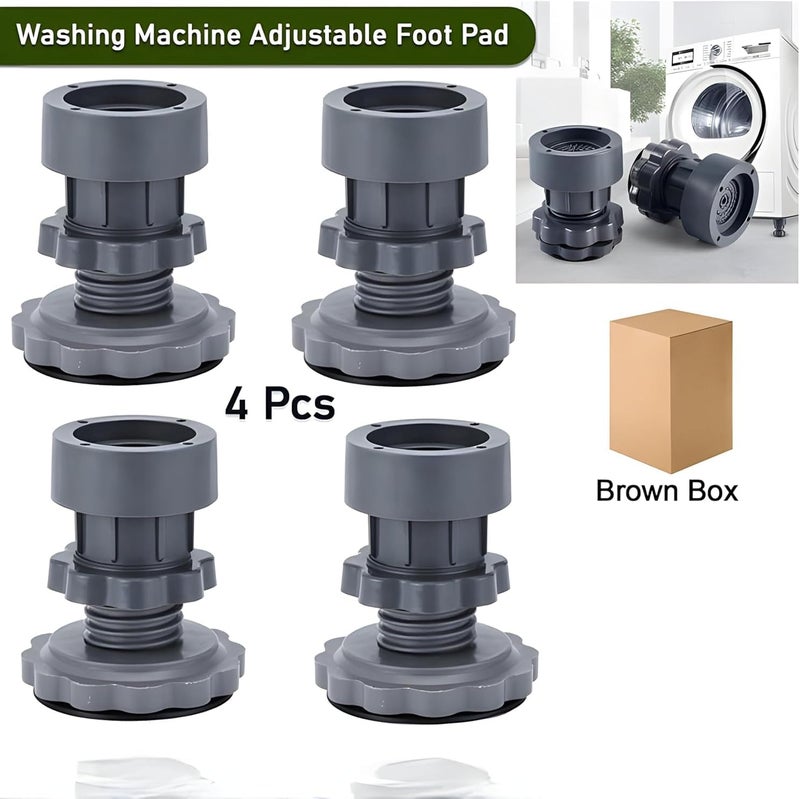 XML Washing Machine Stand Refrigerator Stand Floor Tray for Height Adjustment Plastic Leveling Feet Leg Anti Vibration Non Slip Pad with Rubber Grip, Set of 4, Grey - Image 3