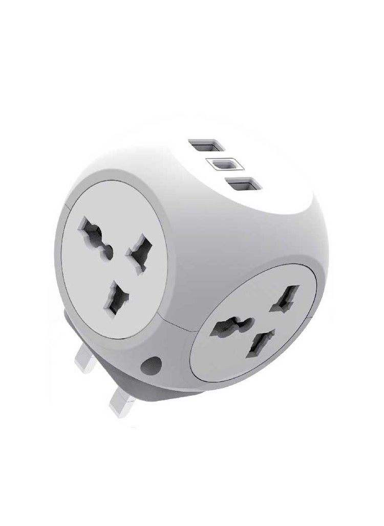 GREEN LION Green Lion Multi Port Travel Adapter, 4 Multi Plugs and 2 USB-A / 1 Type-C Port - White  - Image 2